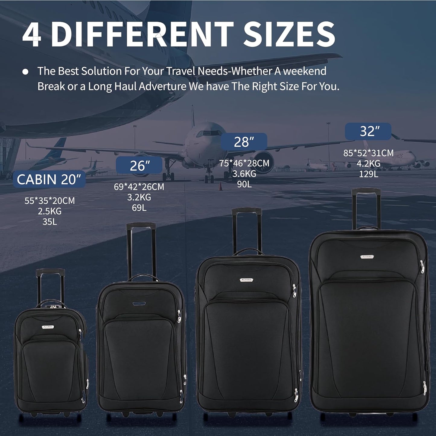 Flymax Nairobi Navigator Cabin Suitcase sizes