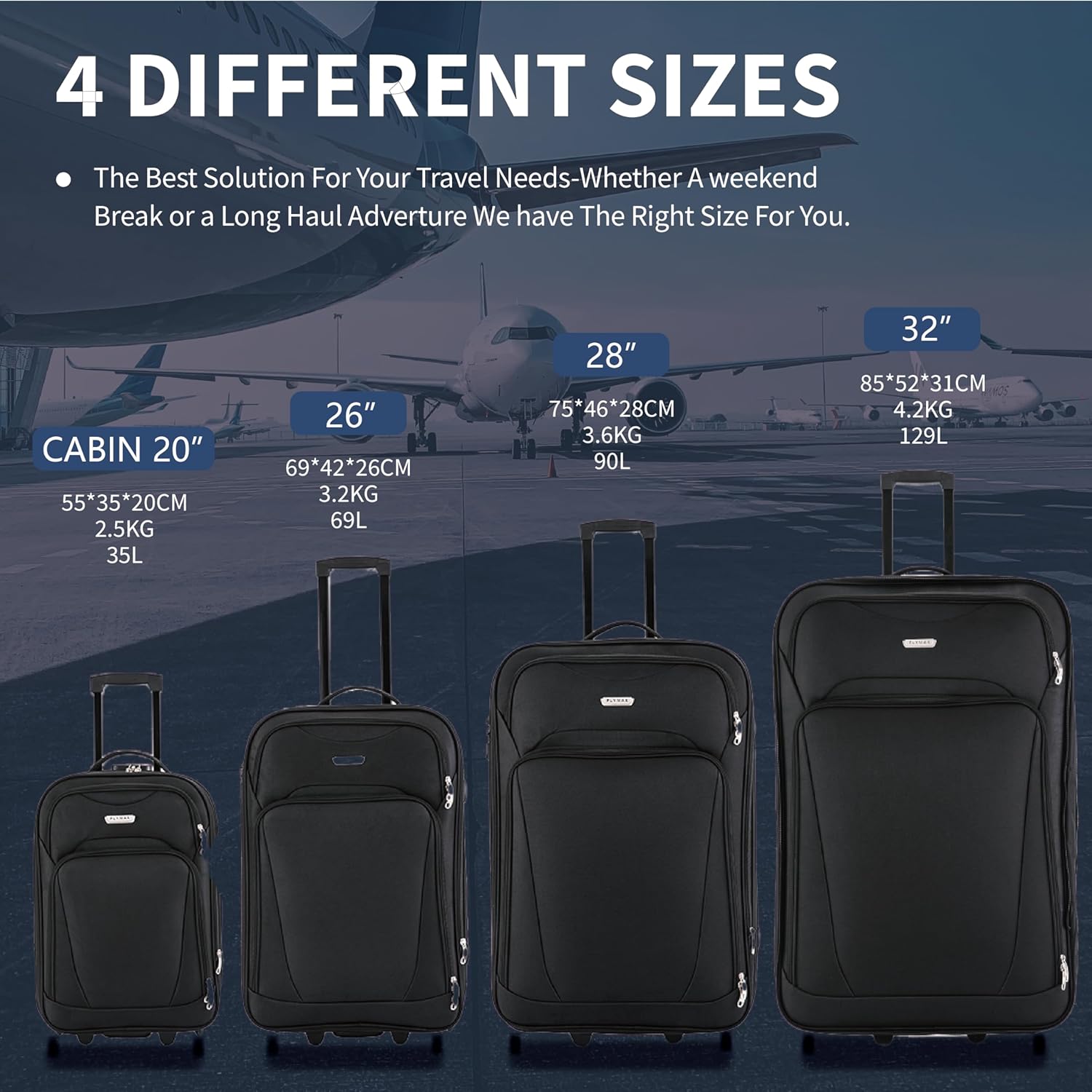 Flymax Nairobi Navigator Cabin Suitcase sizes