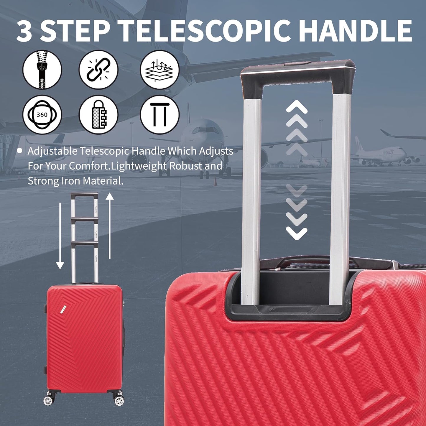 Flymax Mumbai Fortress 24" Medium Lightweight Suitcase telescopic handle