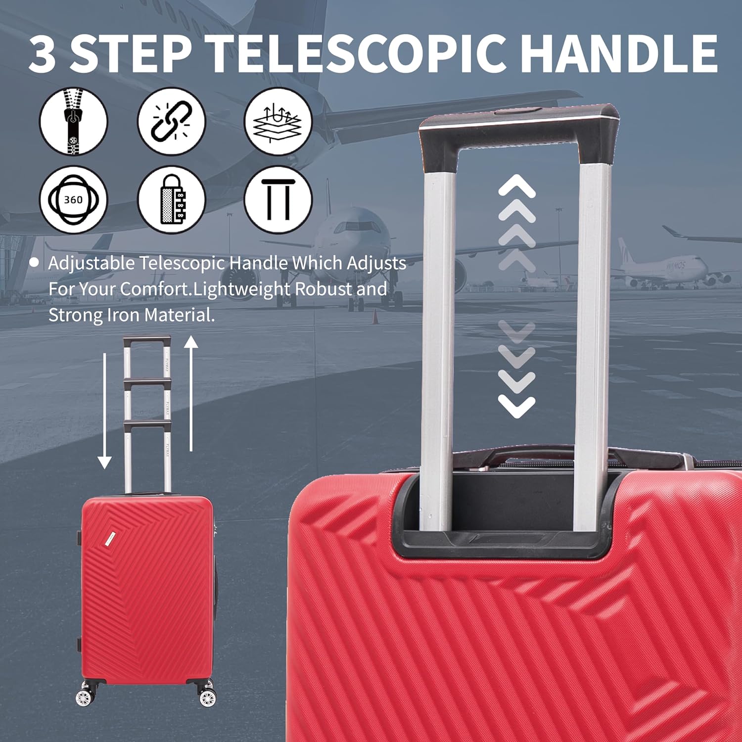 Flymax Mumbai Fortress 24" Medium Lightweight Suitcase telescopic handle