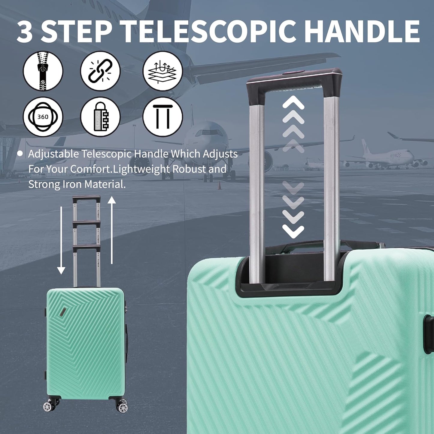  Flymax Mumbai Fortress Lightweight Carry-On suitcase  telescopic handle