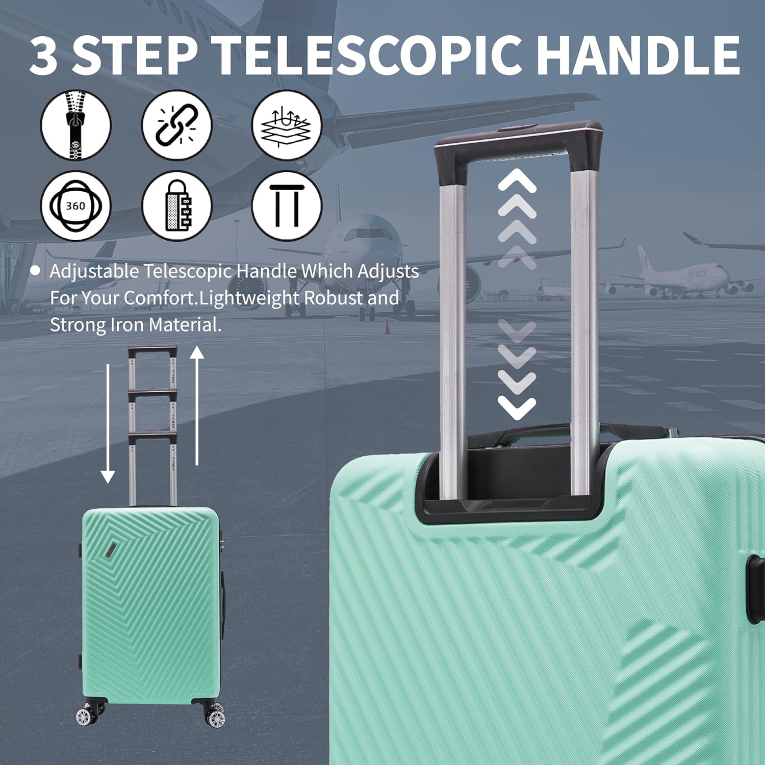  Flymax Mumbai Fortress Lightweight Carry-On suitcase  telescopic handle