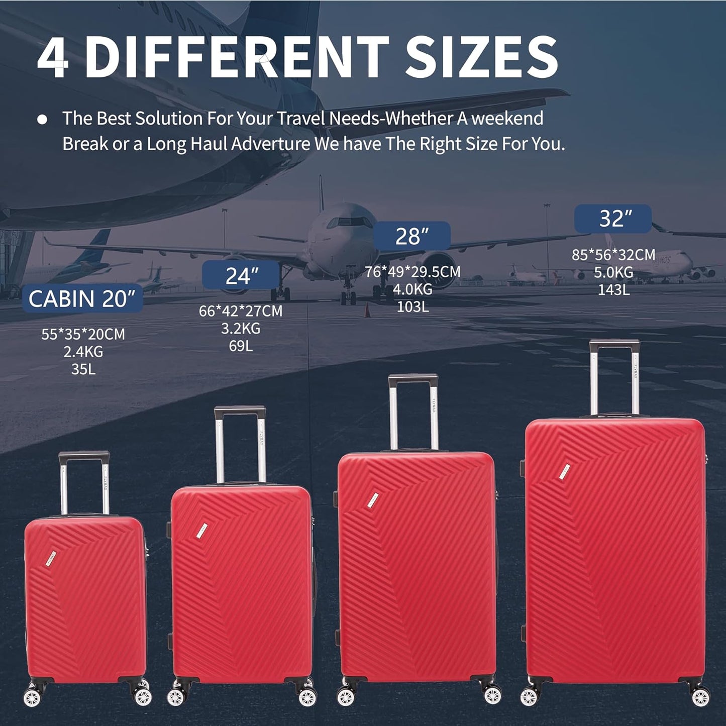 Flymax 4 Wheel Hardshell Suitcases 2191