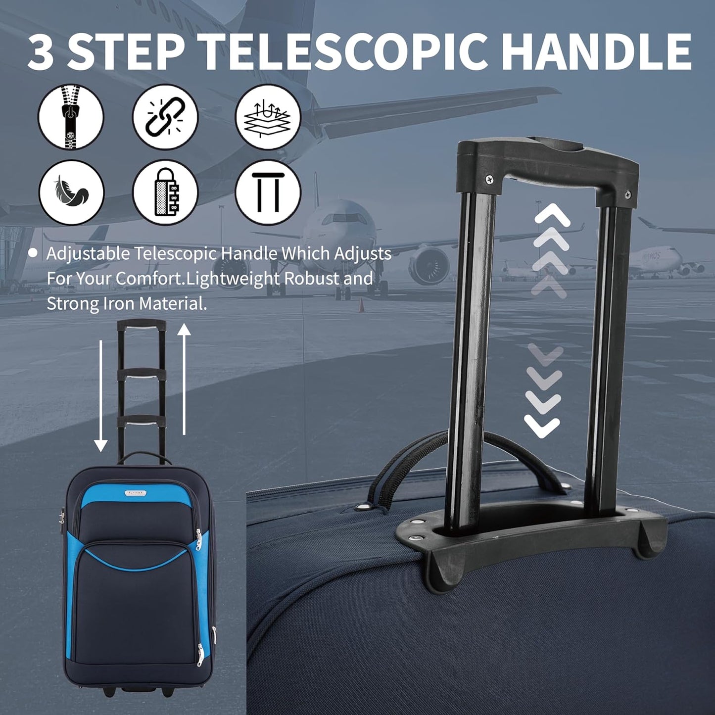 Flymax Vienna Voyager 20 inch lightweight cabin suitcase telescopic handle