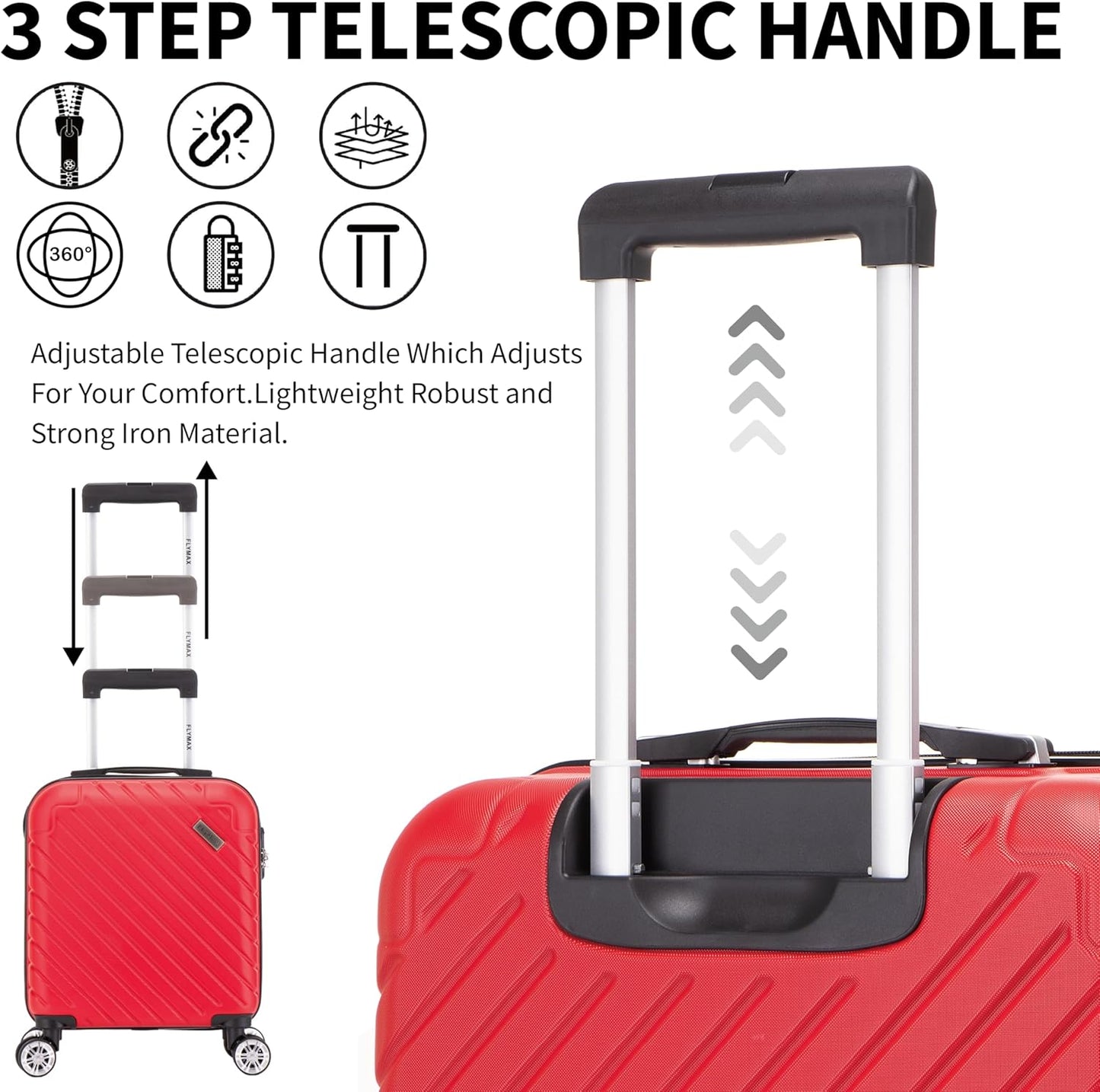 Flymax Seoul Defender 56X45X25 Lighweight Easyjet Cabin Suitcase.