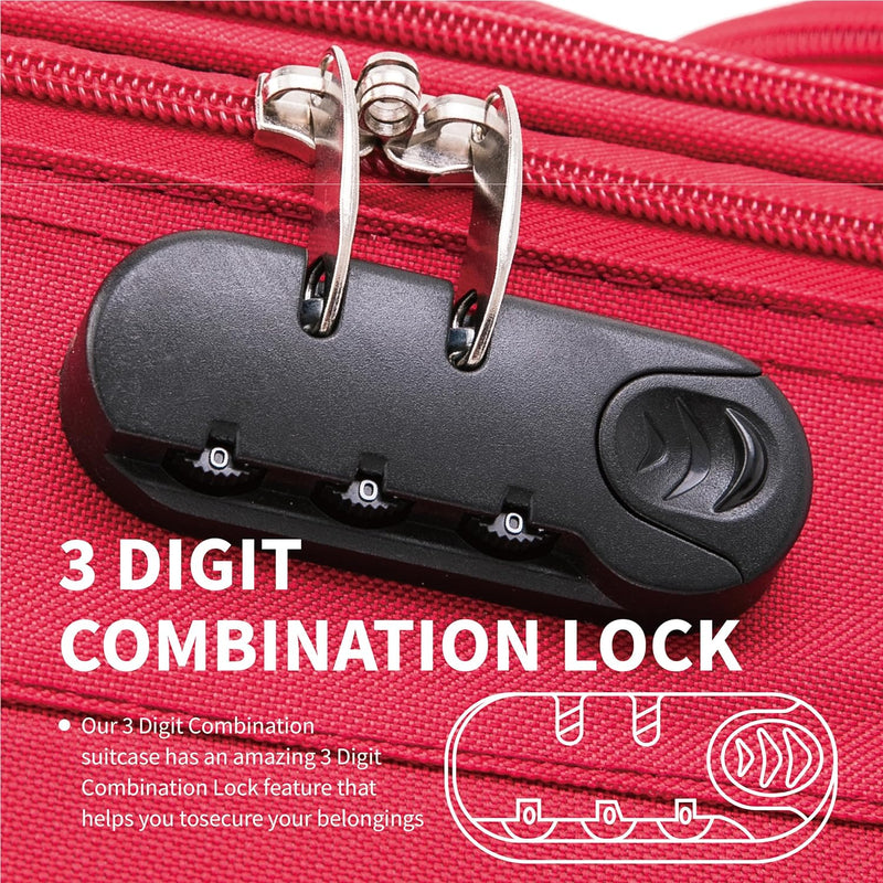 Flymax Nairobi Navigator Medium Soft Shell suitcase 3 digit lock