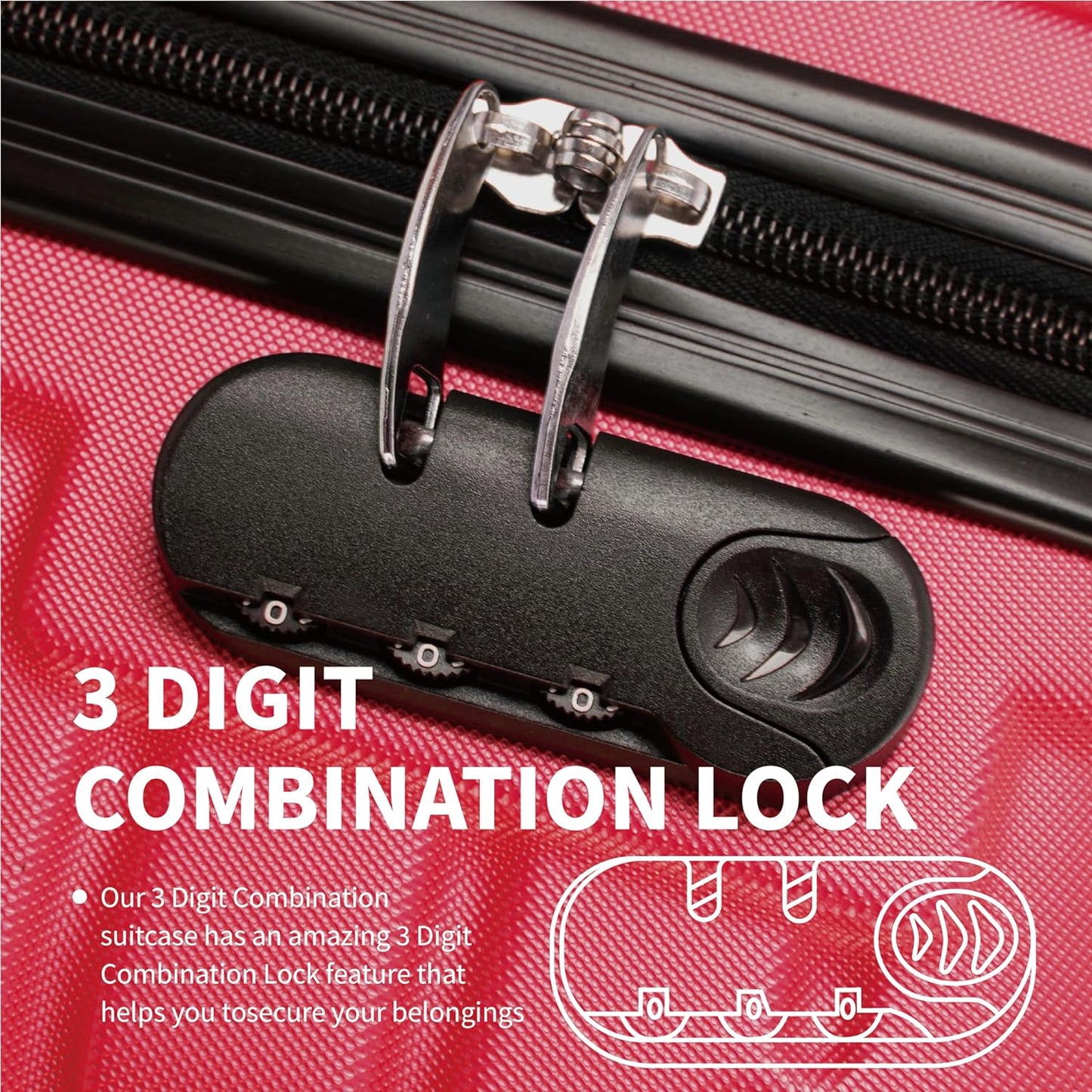 Seoul Defender 29-Inch Super Lightweight Suitcase Close-up of the 3 digit lock