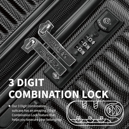  Flymax ParisFlex Cabin Suitcase tsa approved 3 digit lock