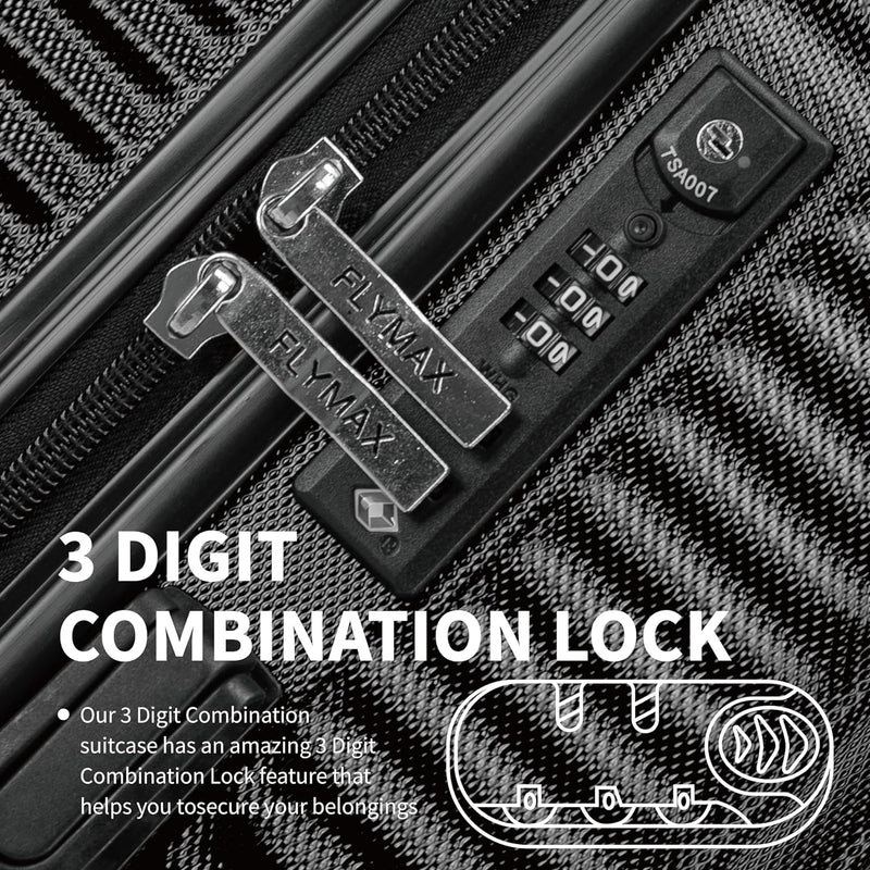  Flymax ParisFlex Cabin Suitcase tsa approved 3 digit lock