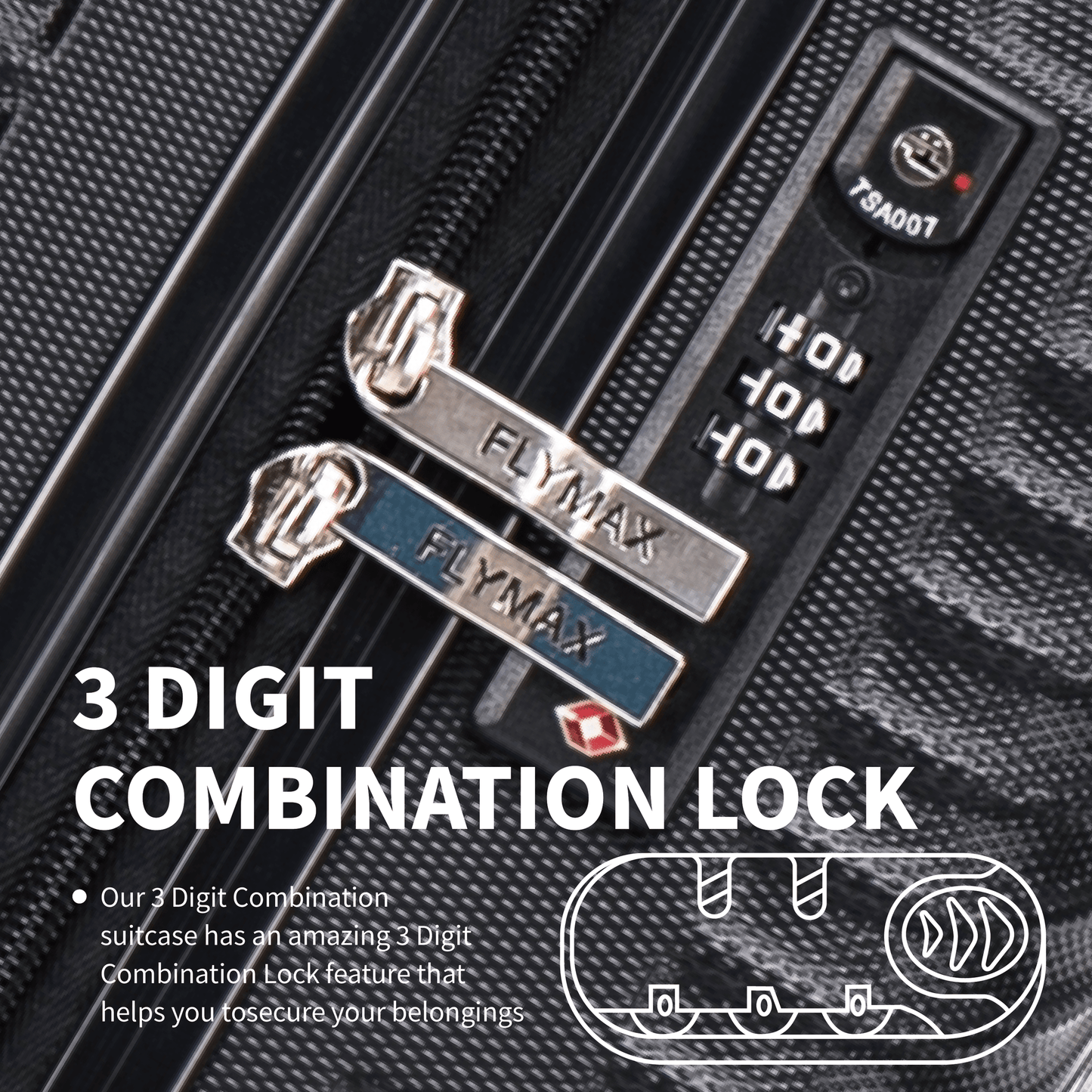 Flymax Zurich Shield Lightweight 29" Hard Shell Suitcase 3 digit lock