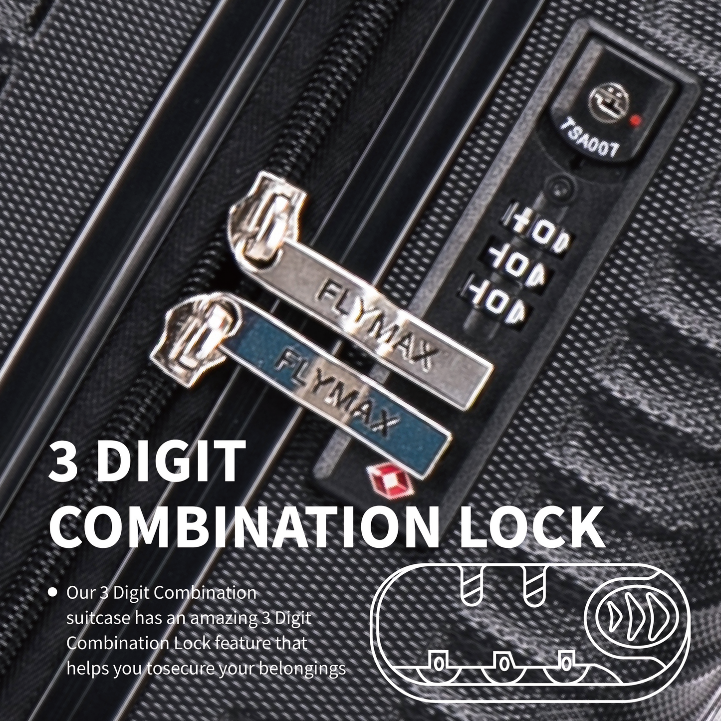 Flymax Zurich Shield lightweight 24" hard shell suitcase 3 digit lock