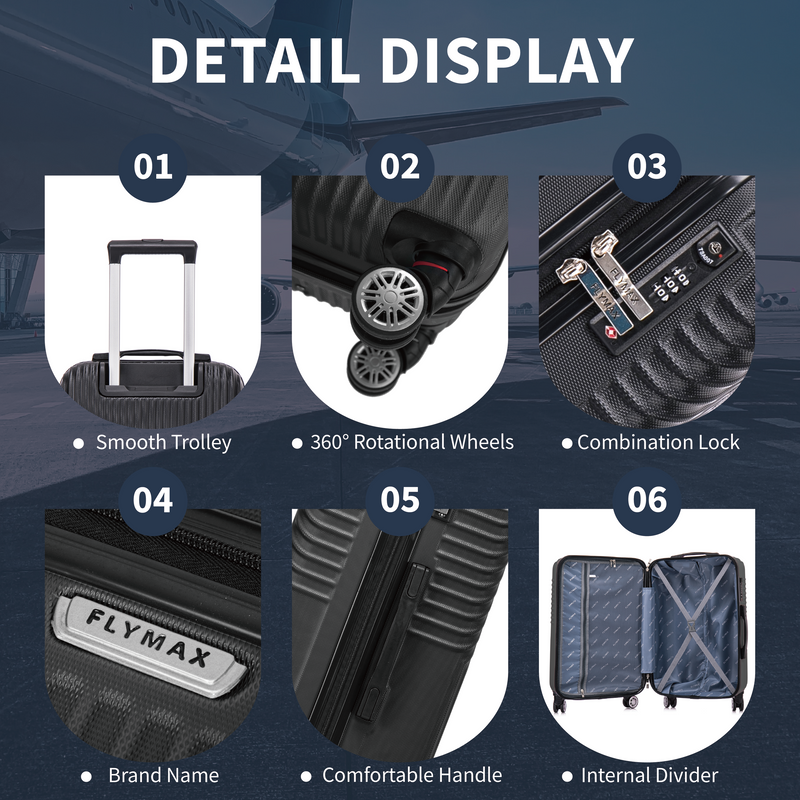 Flymax Zurich Shield lightweight 24" hard shell suitcase features