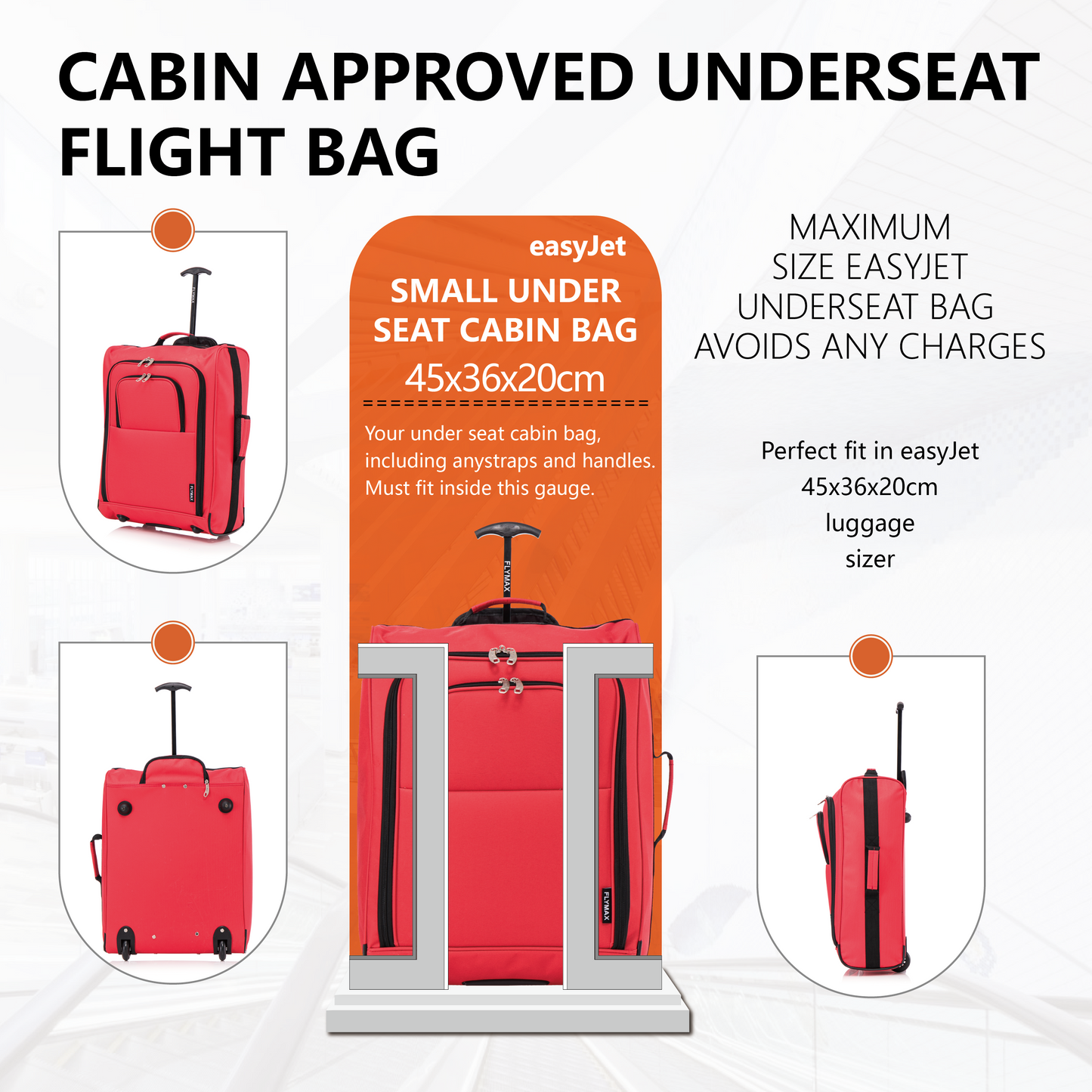 Flymax Sao Paulo Glide 45x36x20cm Ultra-Lightweight Cabin Luggage for EasyJet and Ryanair