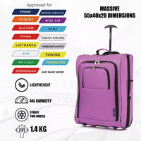 Flymax Sao Paulo Glide 55x40x20cm Cabin Suitcase - Approved for Ryanair, EasyJet, Air France & More