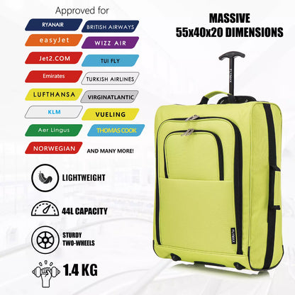 Flymax Sao Paulo Glide 55x40x20cm Cabin Suitcase - Approved for Ryanair, EasyJet, Air France & More